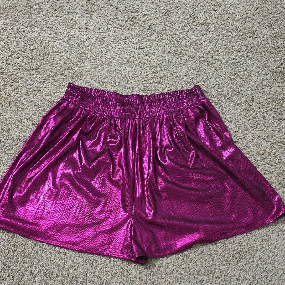 Zara Pink Athletic Shorts with Metallic Finish